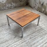 Walnut and modernist chrome coffee table