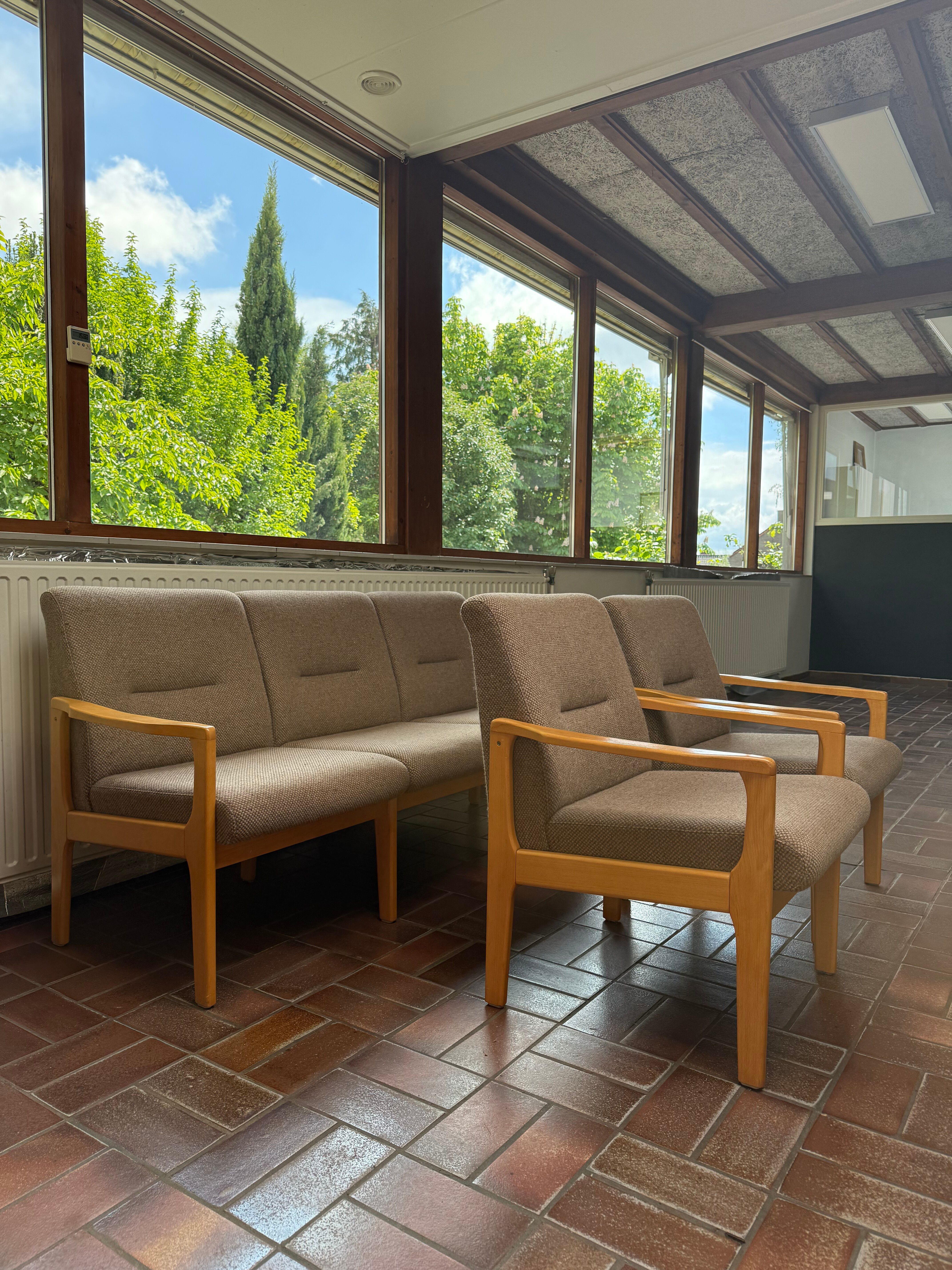 Vintage Wooden Seating Area / Sofa / Armchair