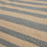 Blue cream wool kilim handwoven modern kilim flat-weave area rug-205x283cm