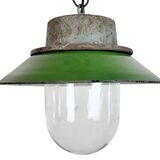 Green Enamel and Cast Iron Industrial Pendant Light, 1960s