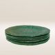 Set of 6 green earthenware dessert plates, vine leaf pattern.