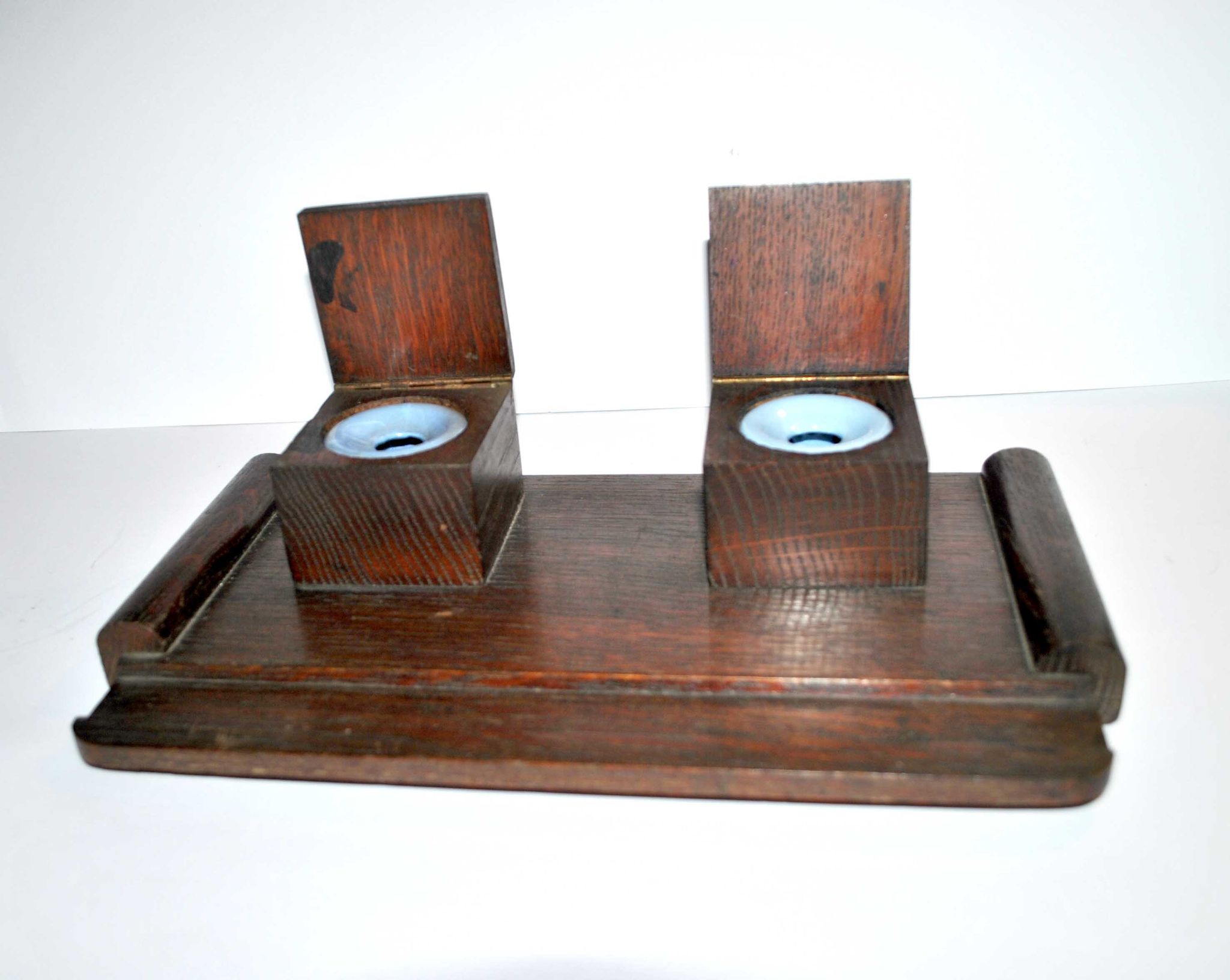 Office kit art deco inkwell and wooden letter holder macassar way 1930-1940