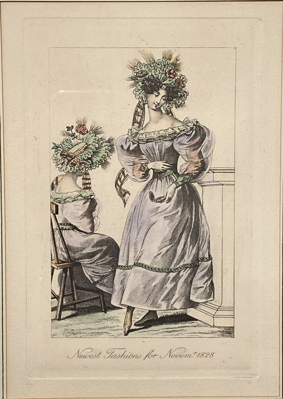 Gravure de mode, les Parisiennes , datée 1828
