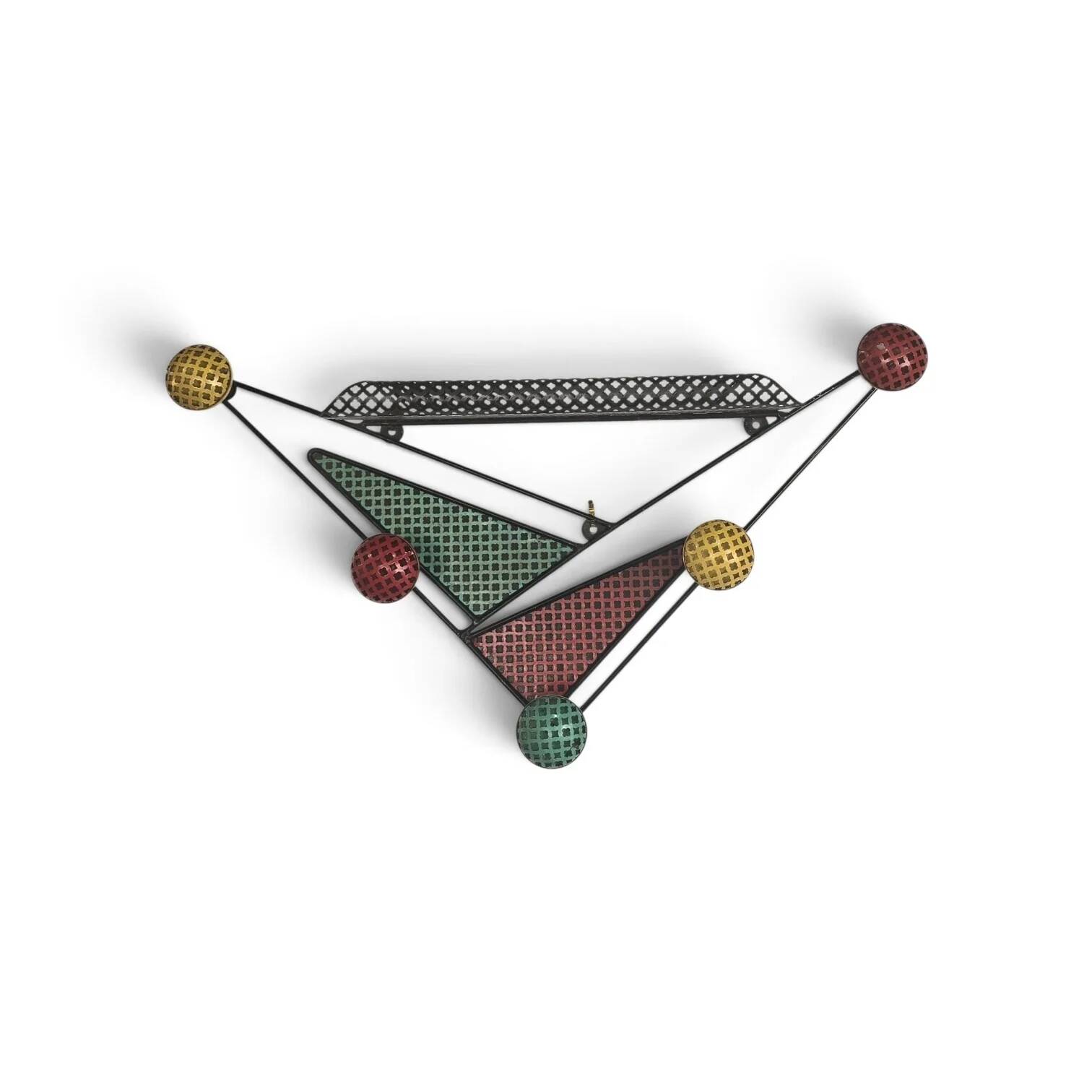 Wall-mounted coat rack attributed to Mathieu Matégot – France, 1950s