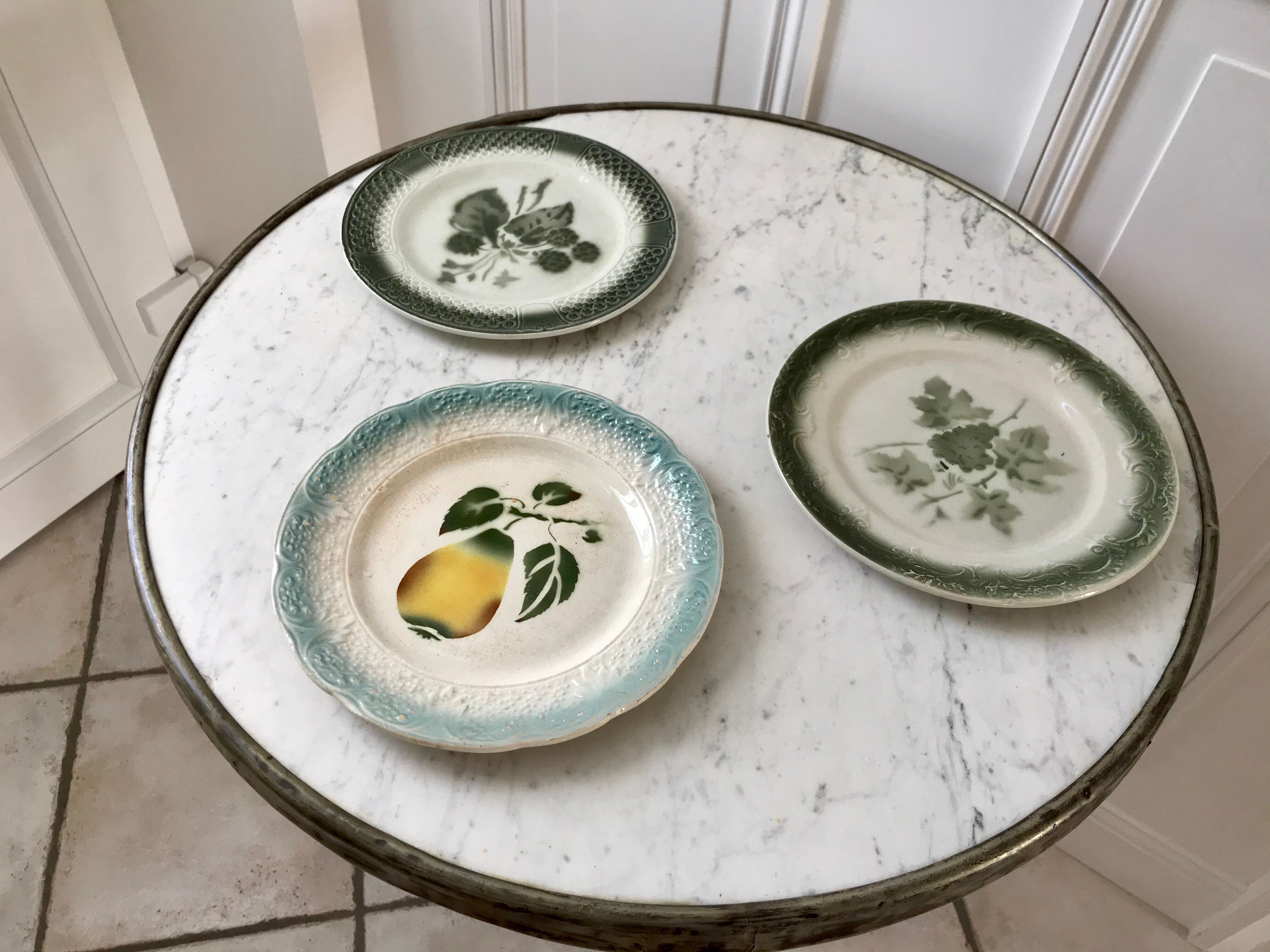 Trio of dessert plates in slurry XIXth