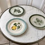 Trio of dessert plates in slurry XIXth