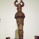 Vintage french bronze ornate detail 5 light chandelier