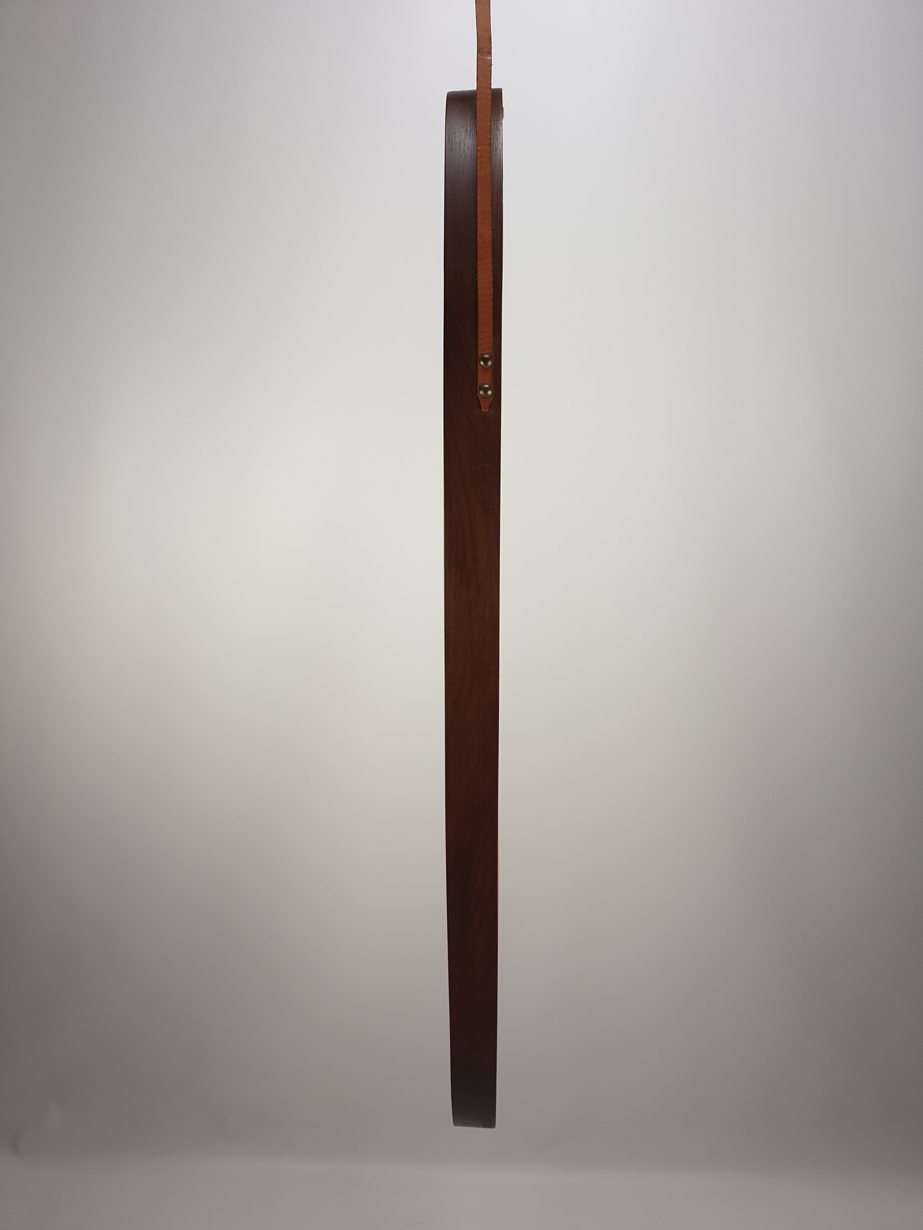 Italian Oval Teak Mirror 1950s 32x103cm