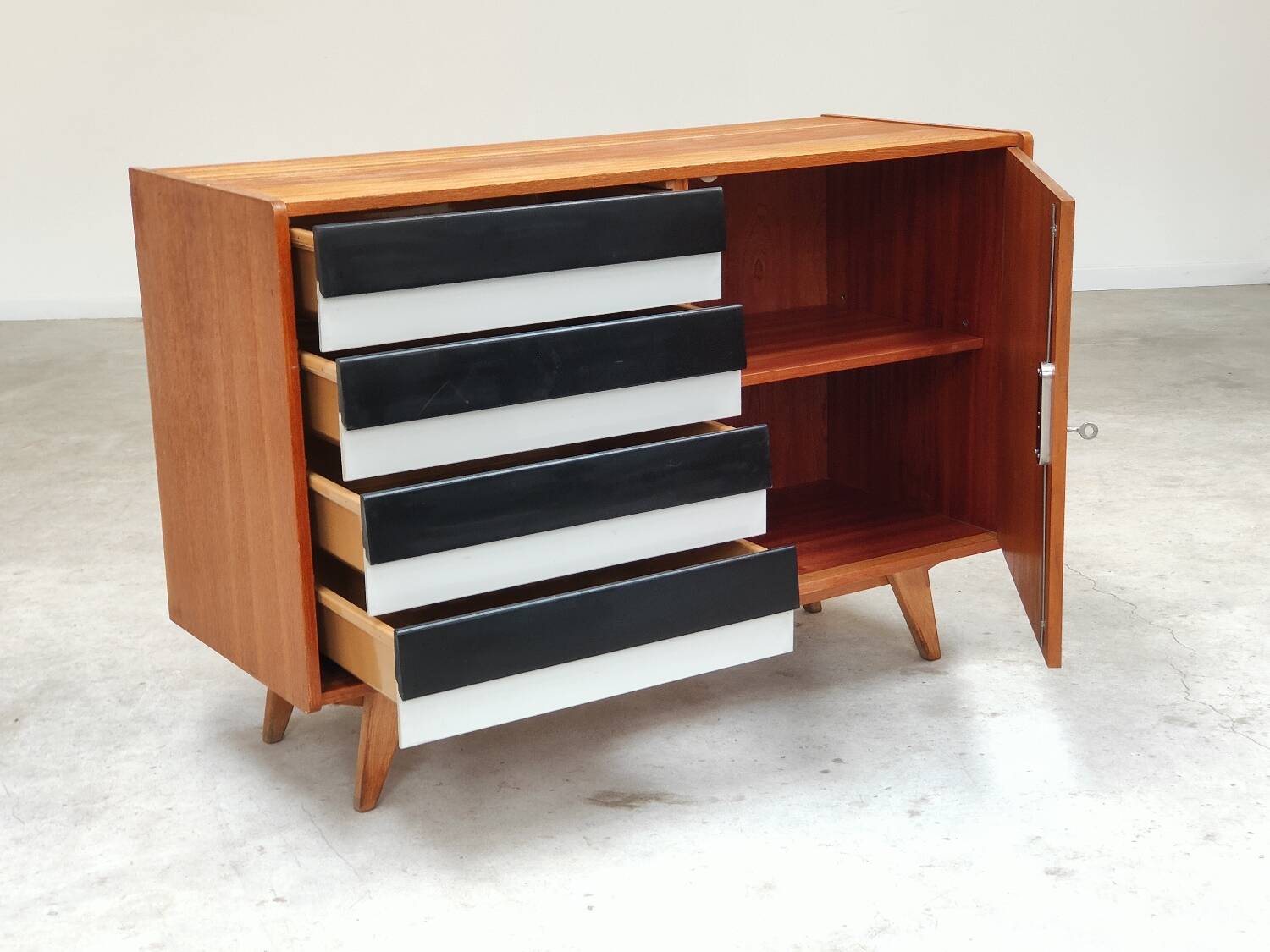 U-458 black and white sideboard by Jiri Jiroutek for Interier Praha