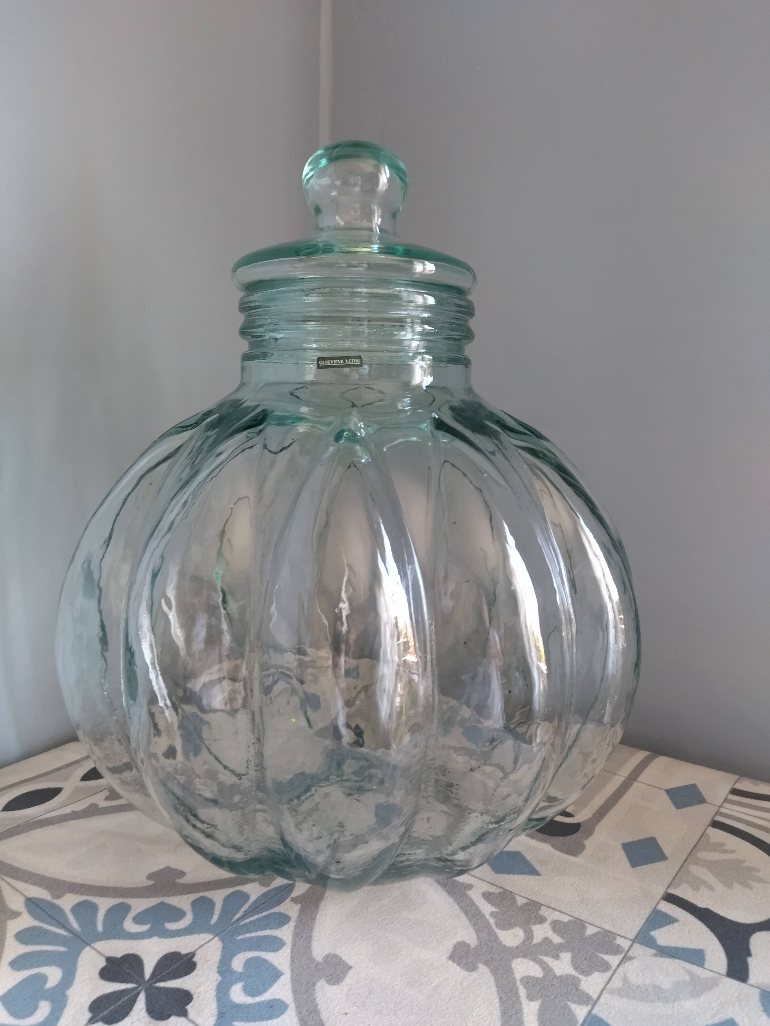 Canister glass geneviève lethu vintage