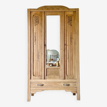 Parisian Art Deco wardrobe in raw oak