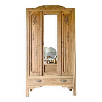Armoire parisienne Art Déco en chêne brut
