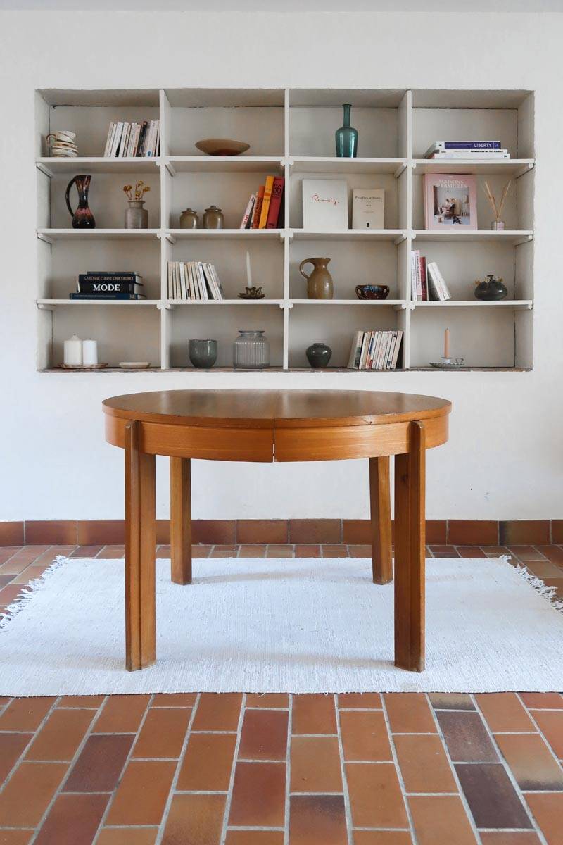 80s round extendable oak dining table