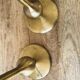 Pair of brushed brass candelabra