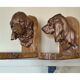 Paire de serres livres têtes de chiens en régule sur plaque de marbre, signé Lecourtier - sculptures