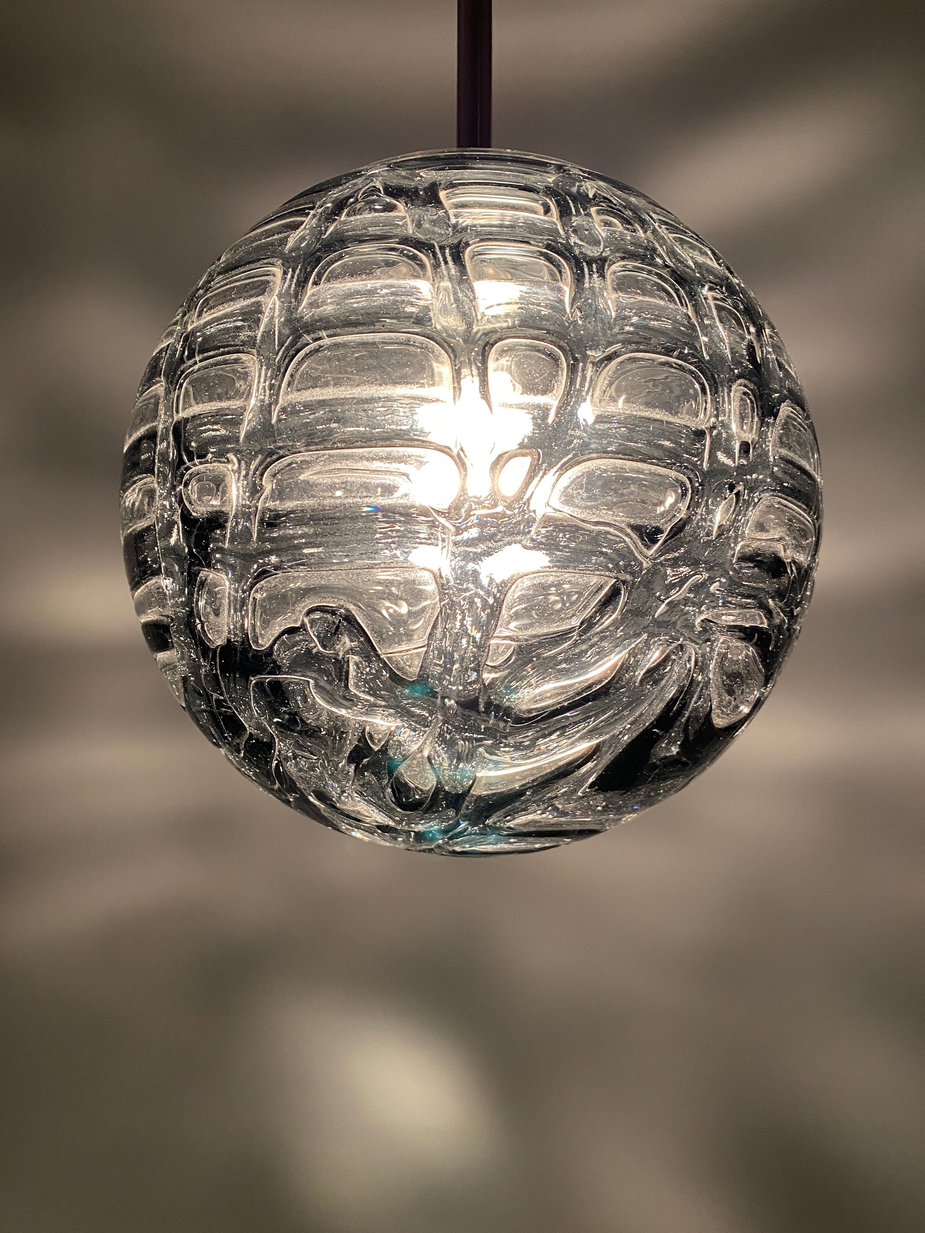 Murano glass ball pendant lamp by Doria Leuchten 1960