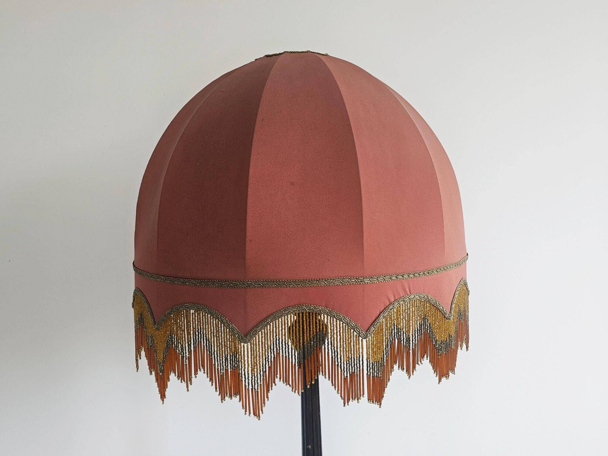 Antique floor lamp in carved oak, Austria late 1890s.