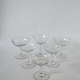 Magnificent set of 6 mismatched crystal champagne glasses 1930-1950 11 x 9 cm. In excellent condition