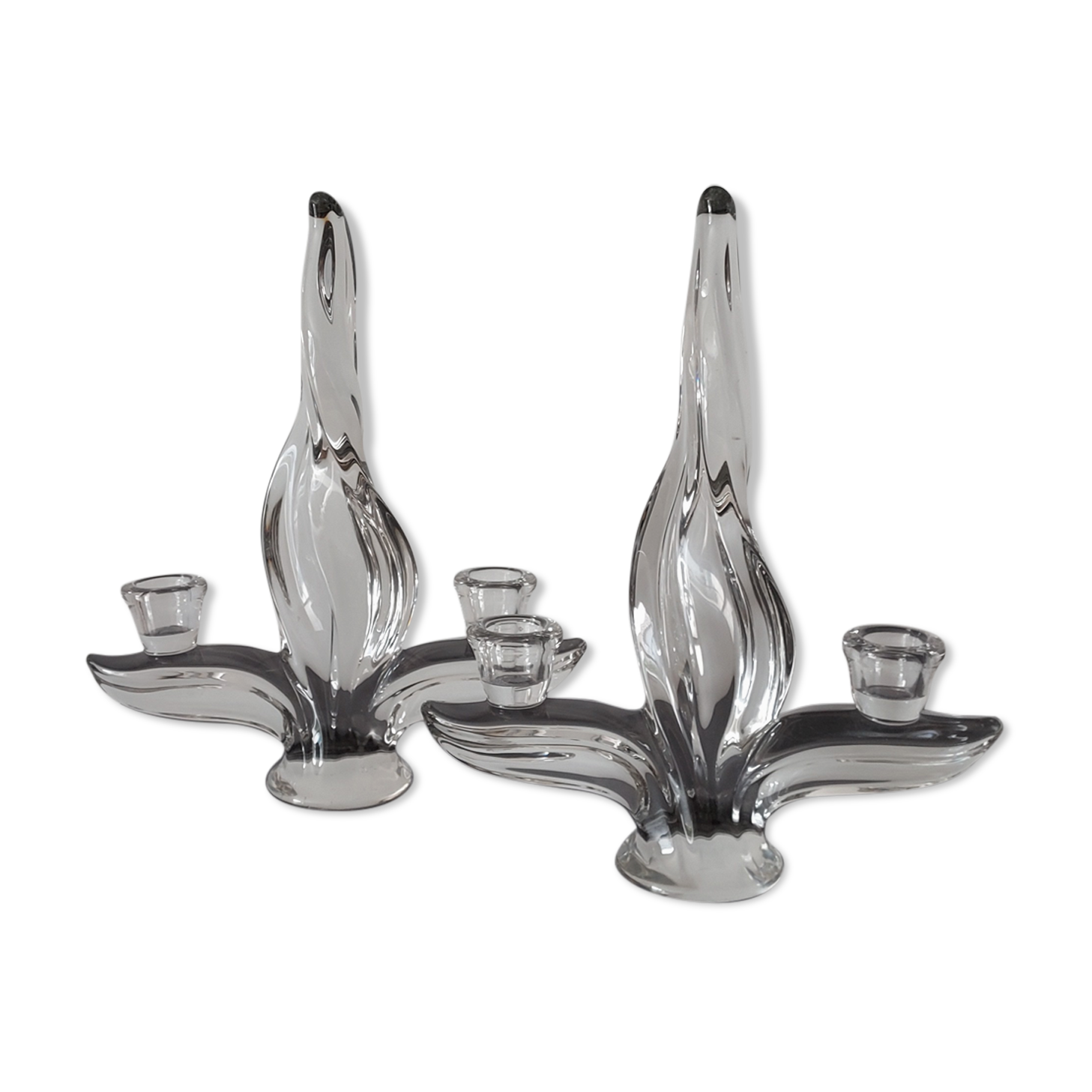 Pair of crystal candle holders