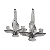 Pair of crystal candle holders