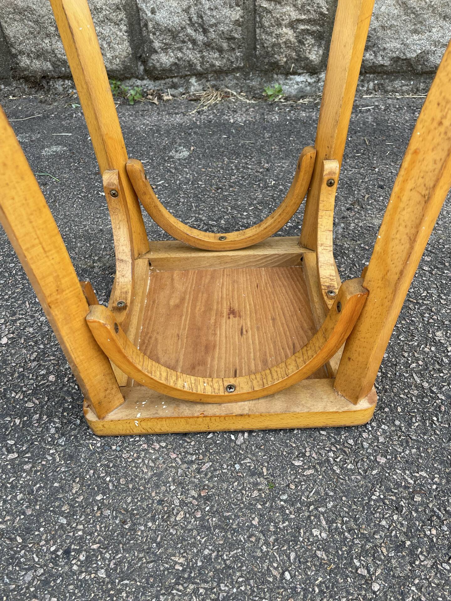 Curved wood stool in Baumann style