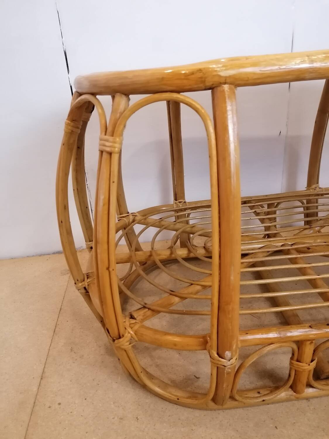Vintage rattan and wicker coffee table