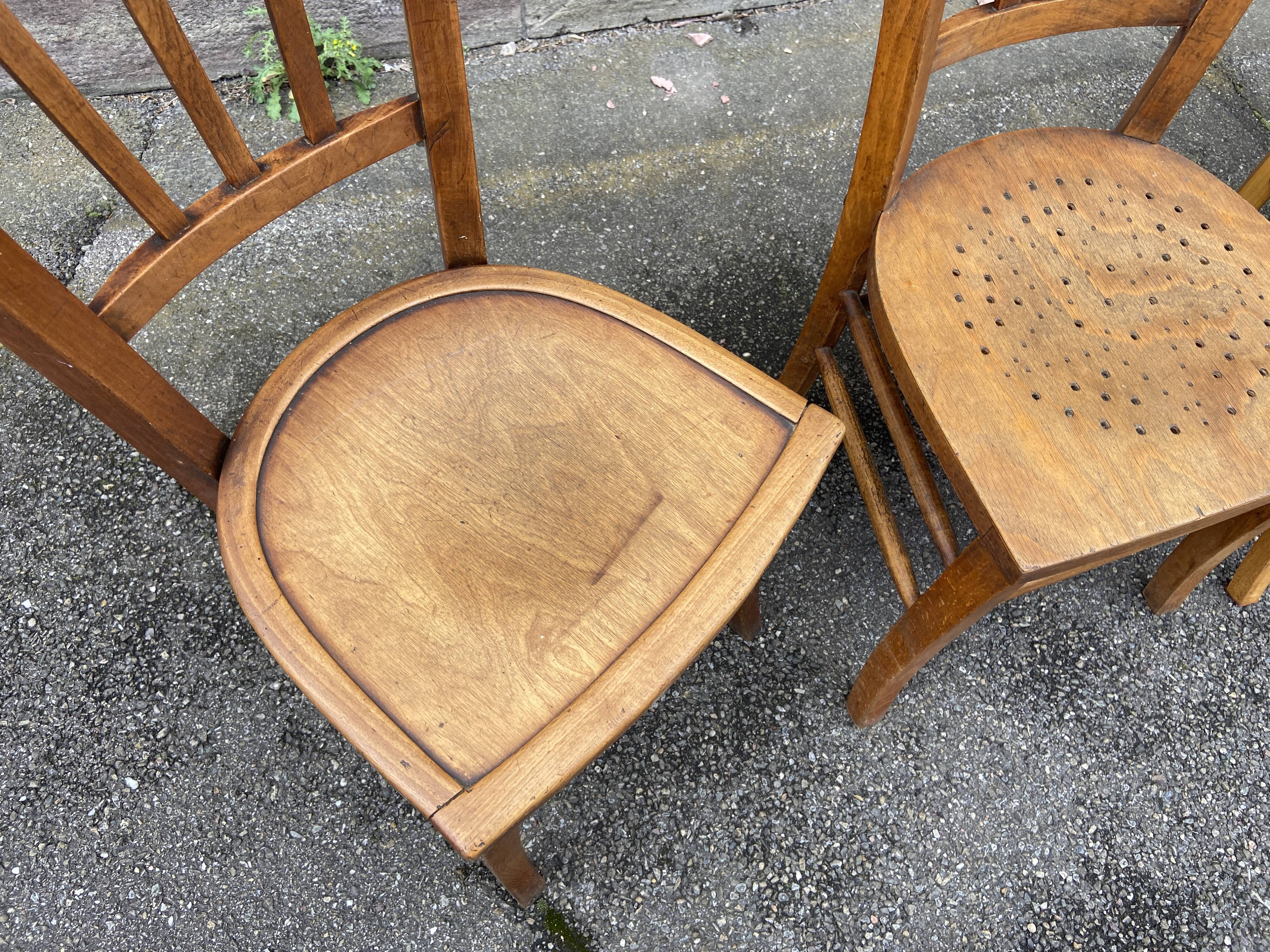 Lot 4 Bistro chairs mismatched wood curved Brasserie