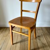 set of 4 Thonet bistro chairs in curved wood honey Mid-Century 50s