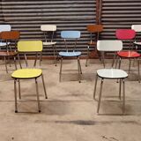 Set of 9 chairs in multicolored formica