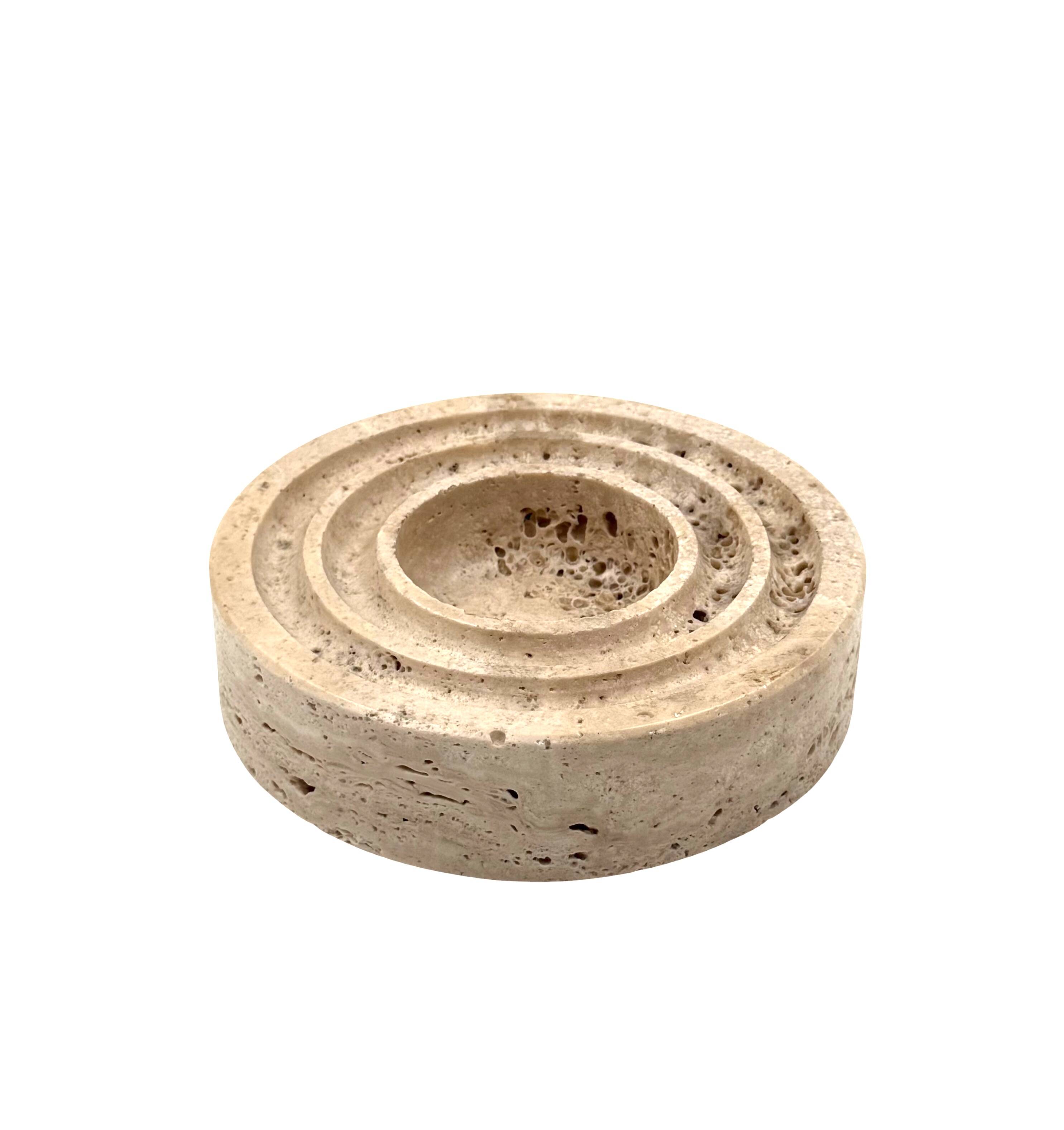 Travertine vide poche / ashtray, Cerri Nestore, Italy, 1970s