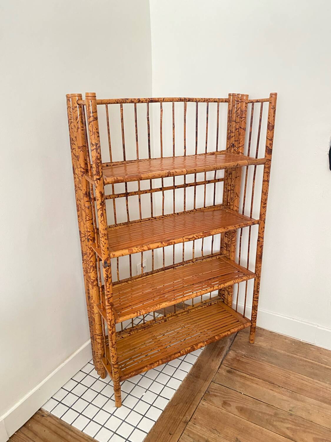 70's foldable bamboo shelf