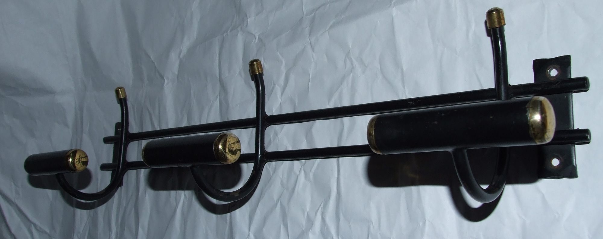 Vintage 1970s metal wall coat rack