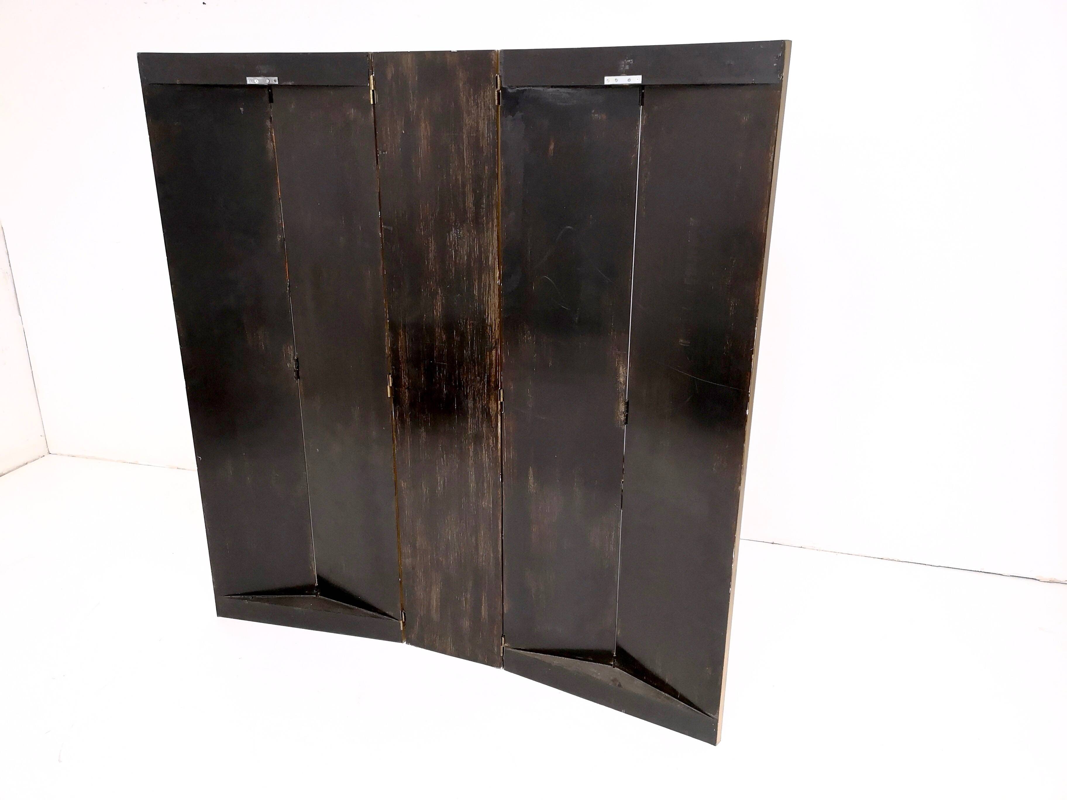 Postmodern five-panel room divider by doro with two asiatic elephants, italy