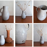 Vintage ceramic pitcher Jeanne and Norbert Pierlot glazed sandstone 1950