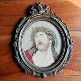 Framed tapestry portrait of Jesus Christ