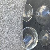 6 vintage transparent glass champagne glasses