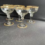 5 Gold Putoisé Champagne Glasses – Legras Pierrefonds 19th Century Service