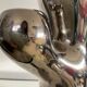 Vintage ceramic cactus candle holder in chrome