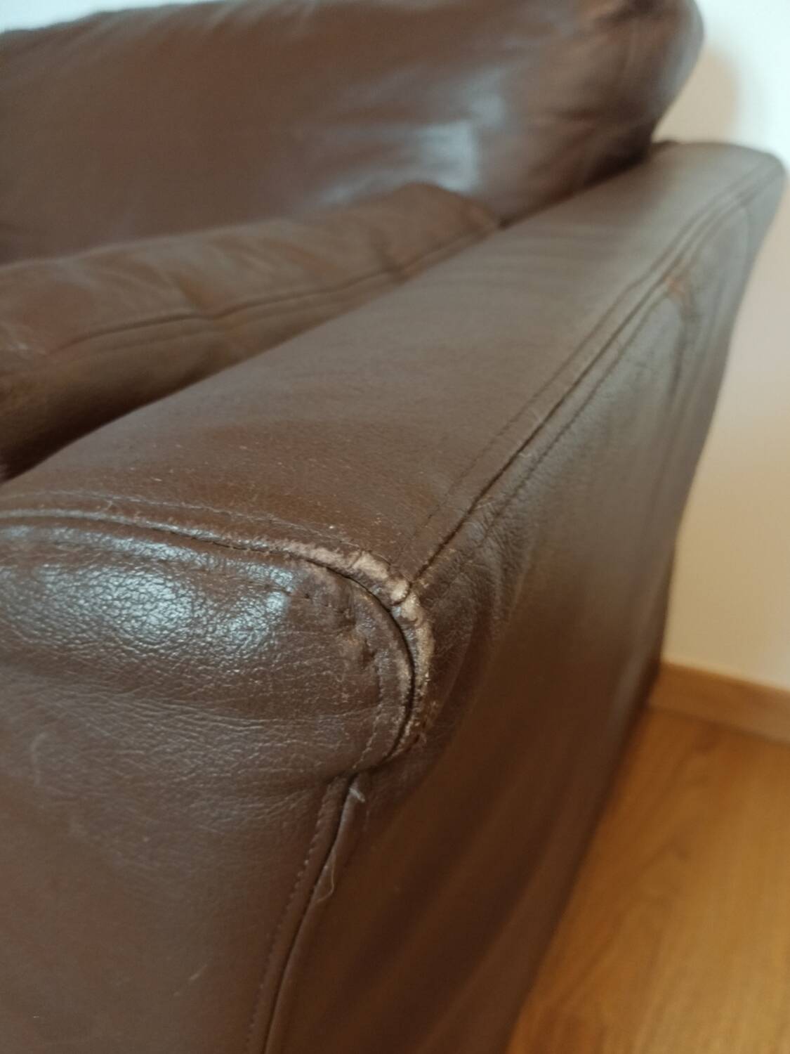 Brown leather sofa