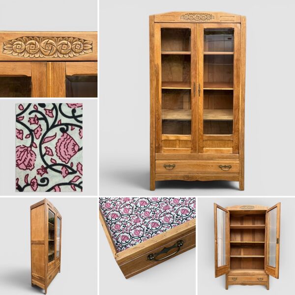 Armoire parisienne vitres biseautées chêne blond art déco 1930