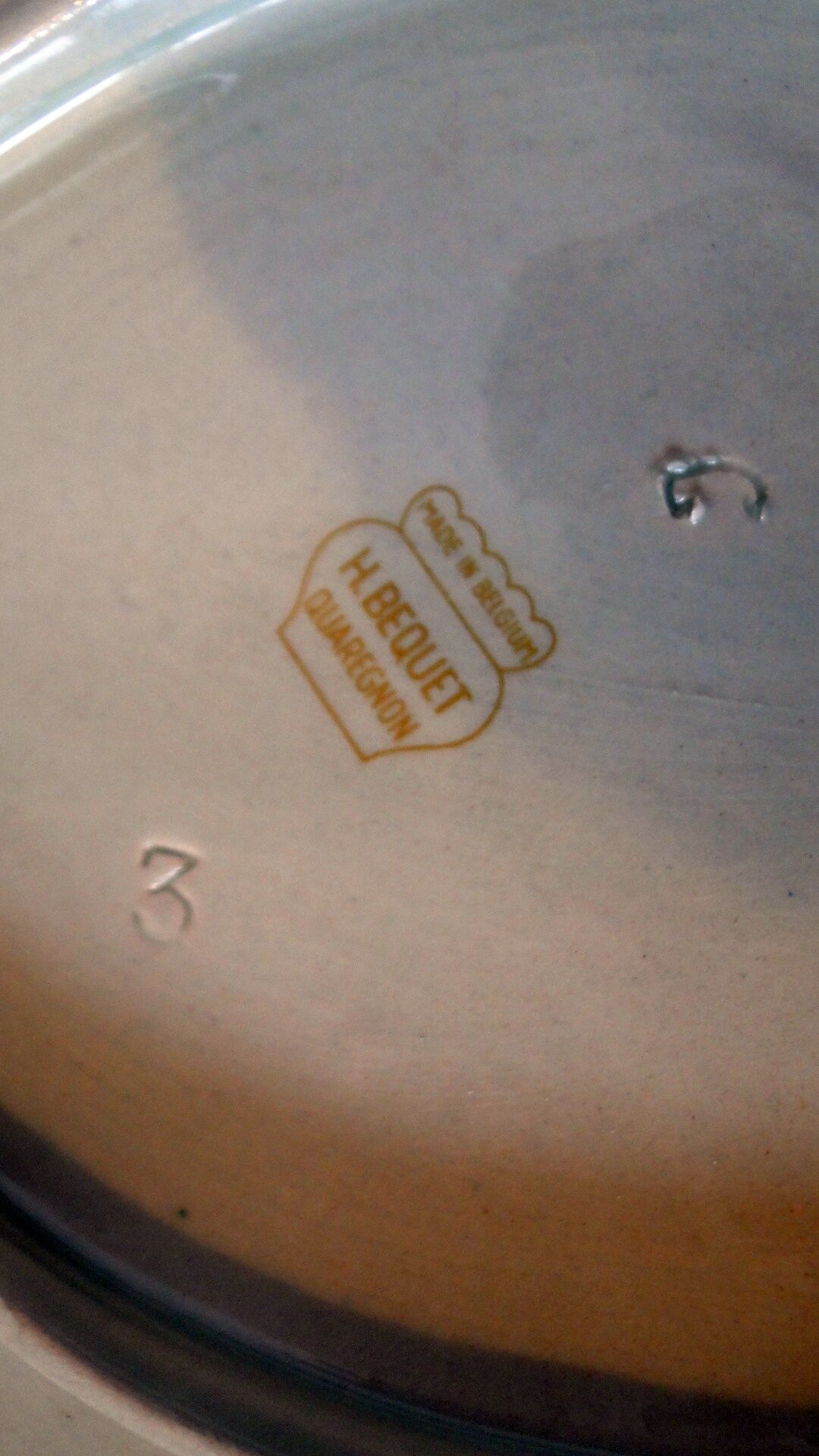 Vegetable soup tureen with old barbotine porcelain dish H.Becquet quarqueron