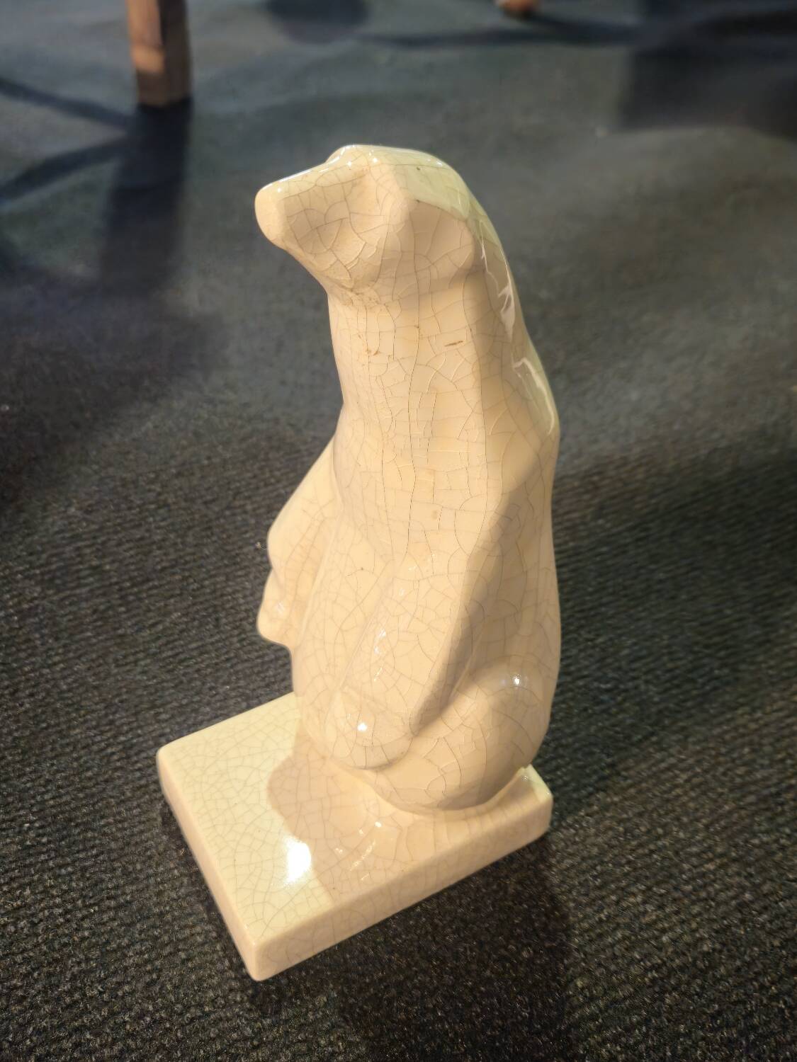Art Deco Cracked Ceramic Polar Bear Statue
