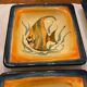 Set 6 hollow plates, glazed terracotta, France