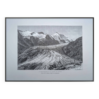 Pasterze and Grossglockner, Austria, printed illustration from 1878.