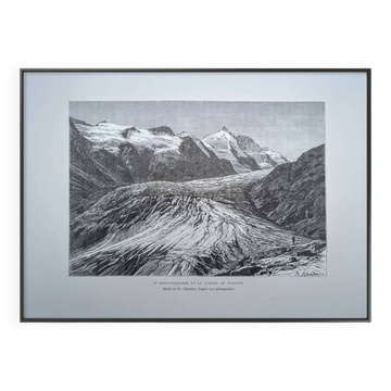 Pasterze and Grossglockner, Austria, printed illustration from 1878.