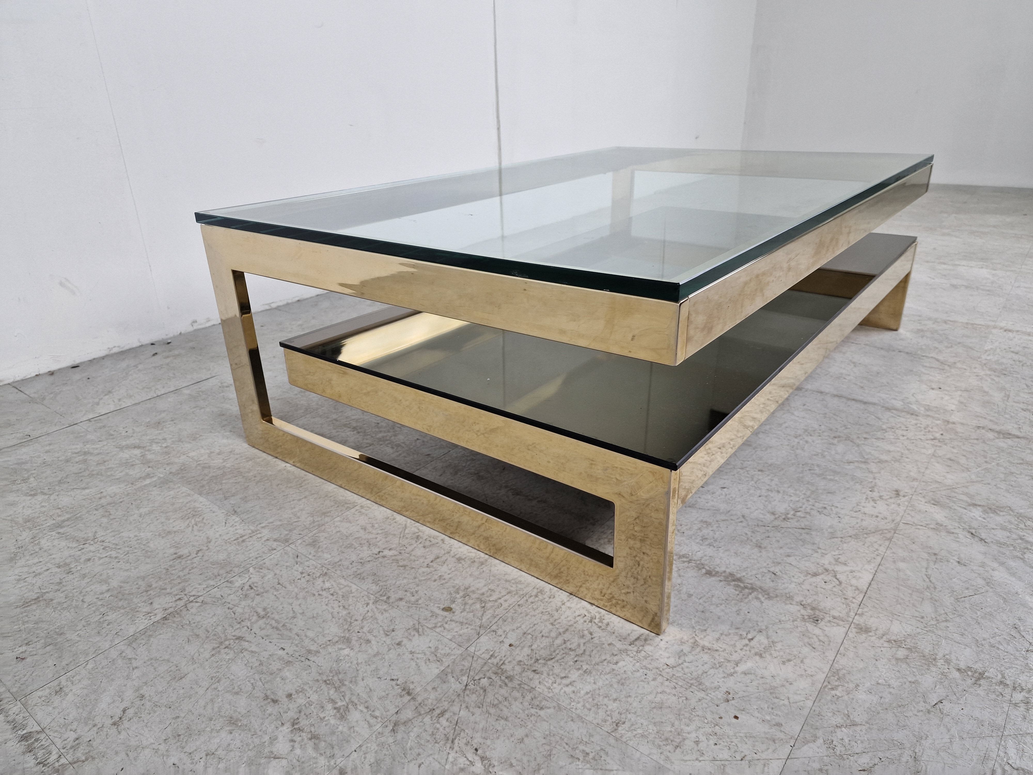 Vintage gold leaf coffee table by Belgochrom, 1970s