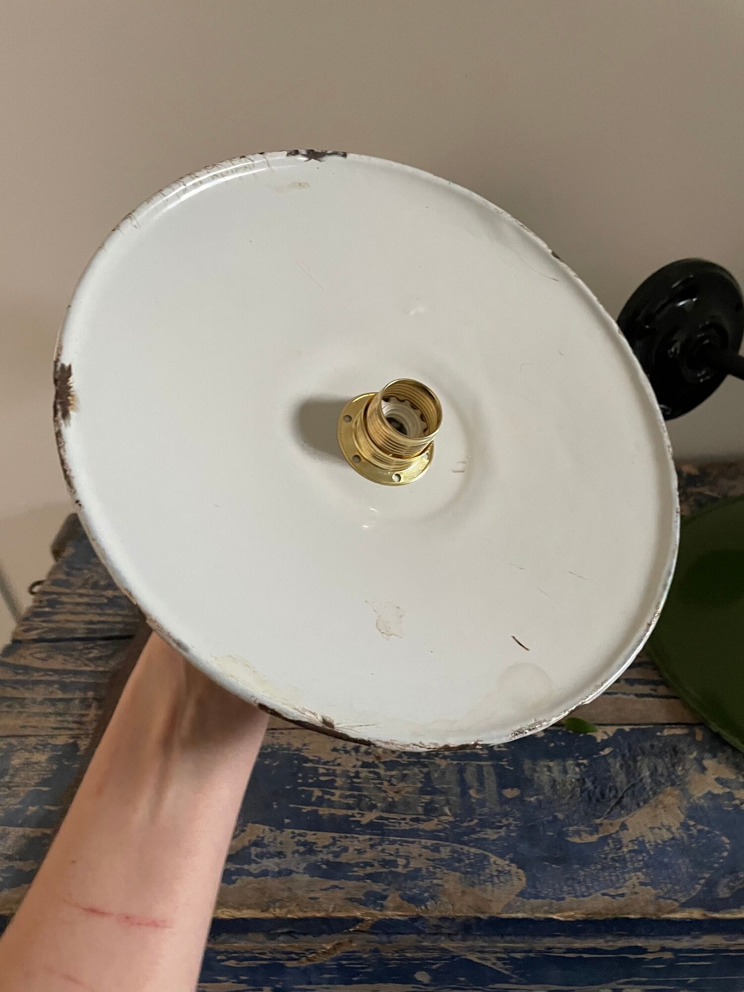 Pair of vintage wall lamps enamelled sheet metal