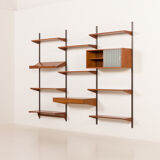 Kai Kristiansen 3 bay teak wall unit with desk, Denmark, 1960s