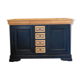 Buffet bas relookée noir et bois