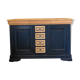 Buffet bas relookée noir et bois